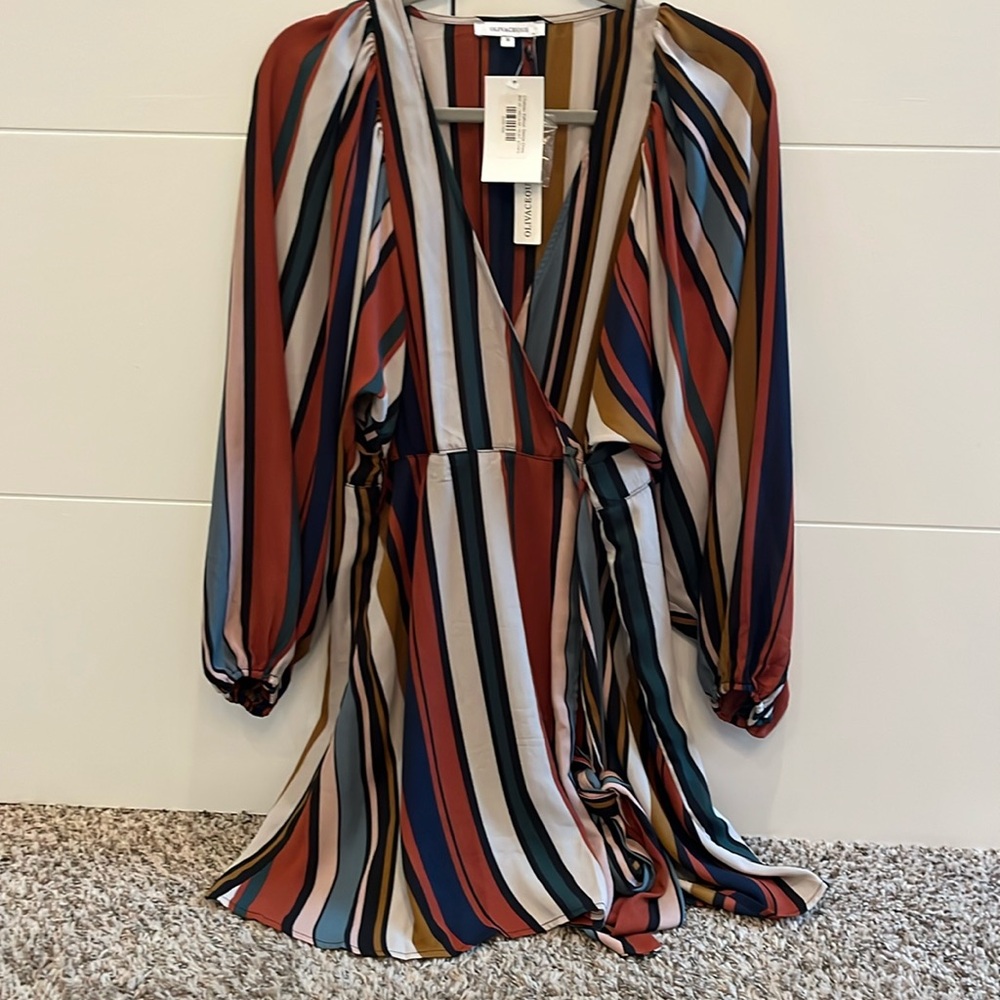 Never worn tags still on, Olivaceous striped dress